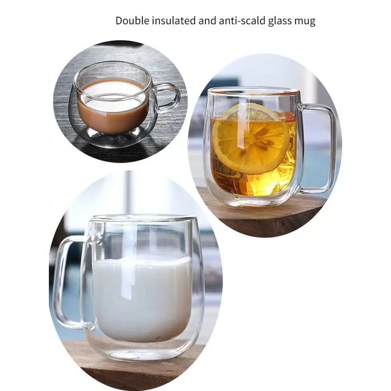 Transparent double wall glass cup set for hot and cold beverages from NoEnName_Null