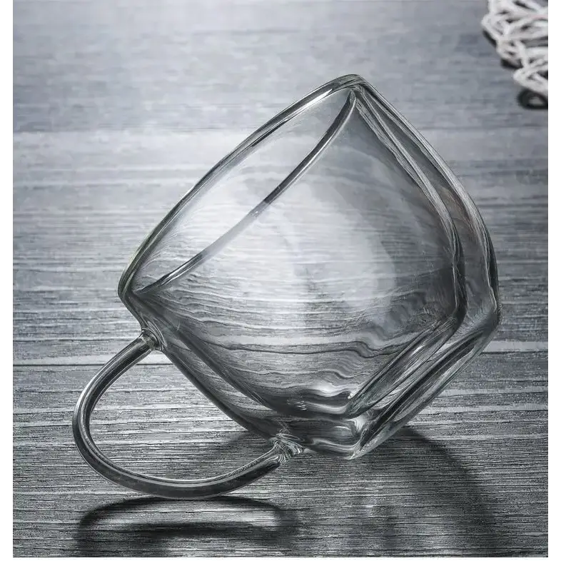 Clear glass mug with diamond design from NoEnName_Null Transparent Double Wall Glass Cup