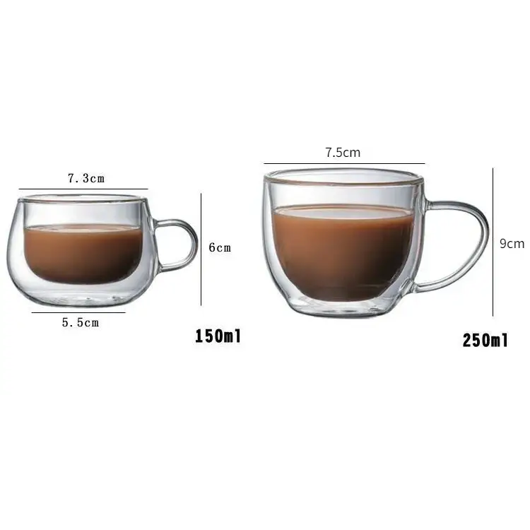 Double wall glass coffee cups in two sizes from the NoEnName_Null Transparent Double Wall set