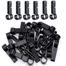 Black plastic clips arranged in rows, ideal for wholesale 20pcs plastic products