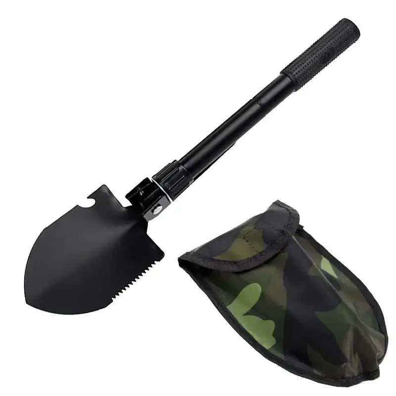 Folding military-style entrenching tool and camouflage case for garden tool parts