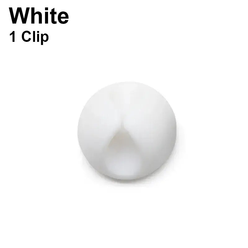 White circular silicone USB cable clip for organized devices in NoEnName Null Type product