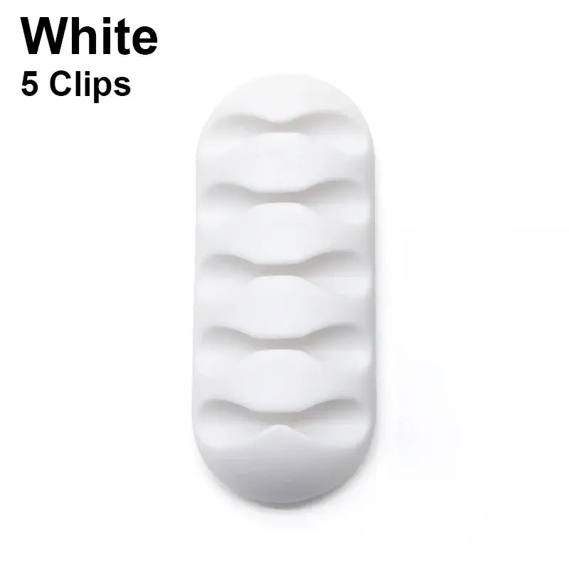 White plastic hair clip, part of NoEnName Null’s 50pcs Silicone USB Cable Manager set