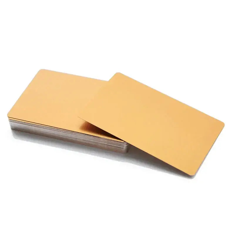 Stack of gold-colored metal cards 86mm x 54mm, ideal for NoEnName_Null Type Hand Tool Parts