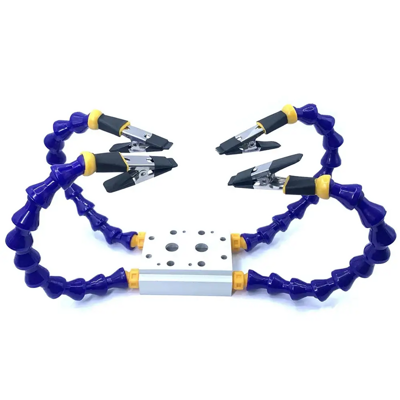 Flexible clamp tool with blue arms for effective Octopus Soldering helping hands