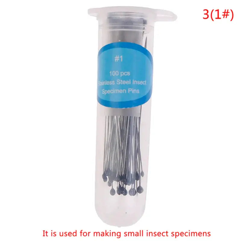 Clear plastic tube with thin metal pins for insect specimen preparation from Mainland China