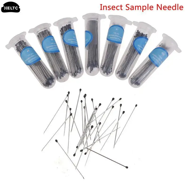 Set of insect sample needles in plastic tubes with blue caps, high-quality products from Mainland China