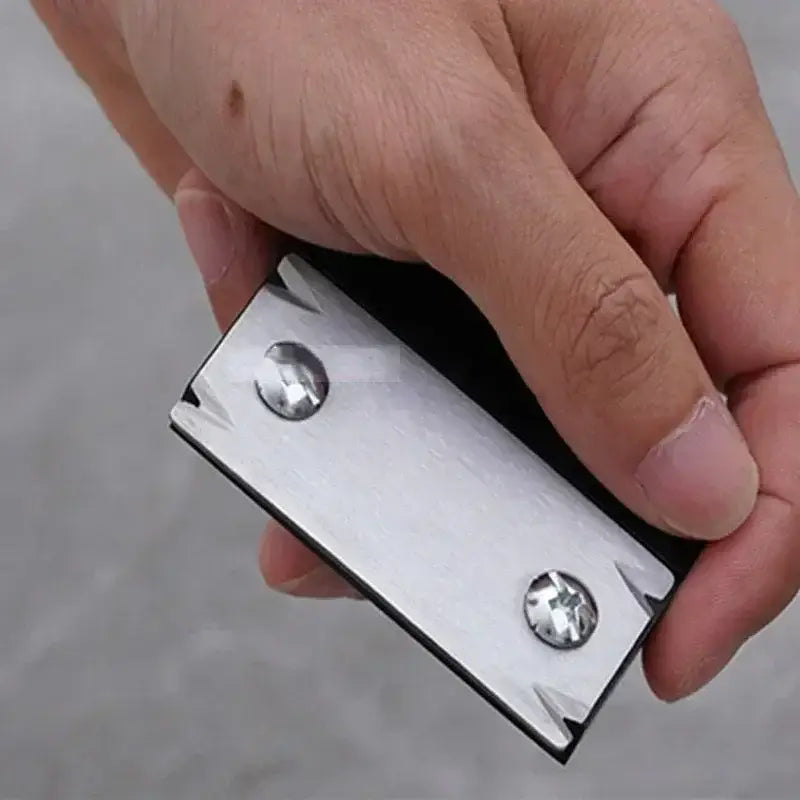 Compact metal wallet held between fingers with NoEnName Null Type Trimming Knife Tool Parts