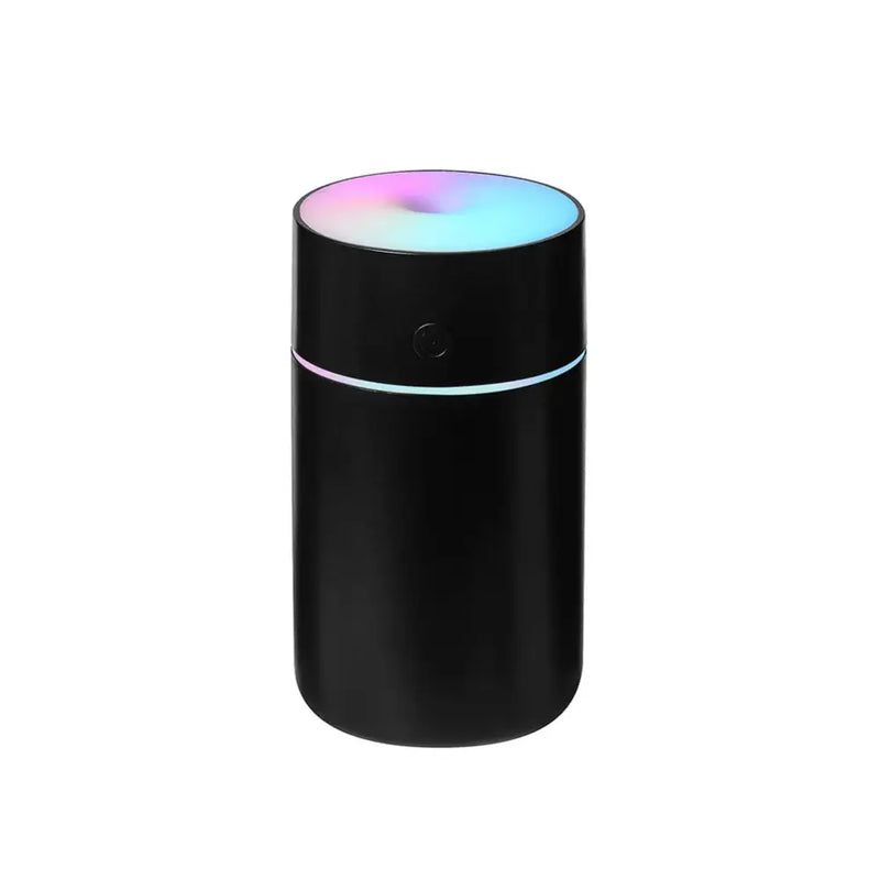 Cylindrical black NoEnName_Null USB Car Air Humidifier with colorful illuminated top