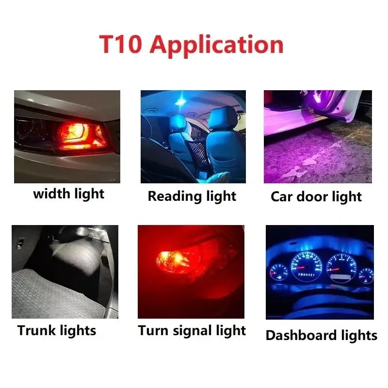 10/2pcs W5W Led T10 Car Light COB Glass 6000K White Auto Automobiles License