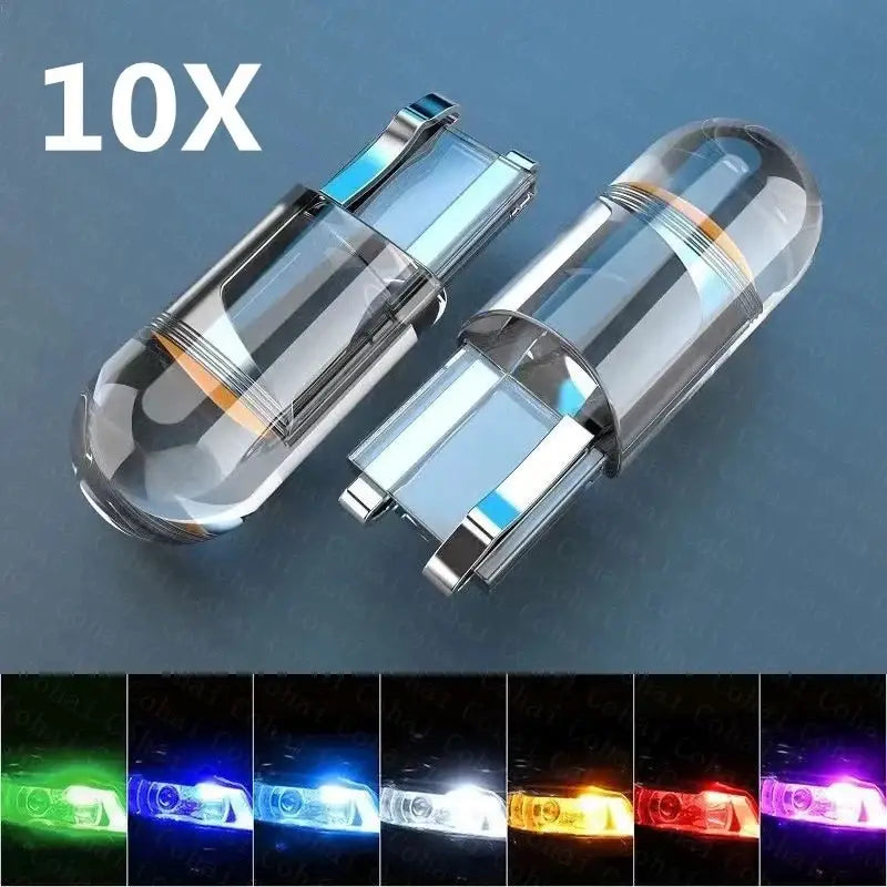 10/2pcs W5W Led T10 Car Light COB Glass 6000K White Auto Automobiles License