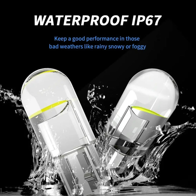 10/2pcs W5W Led T10 Car Light COB Glass 6000K White Auto Automobiles License