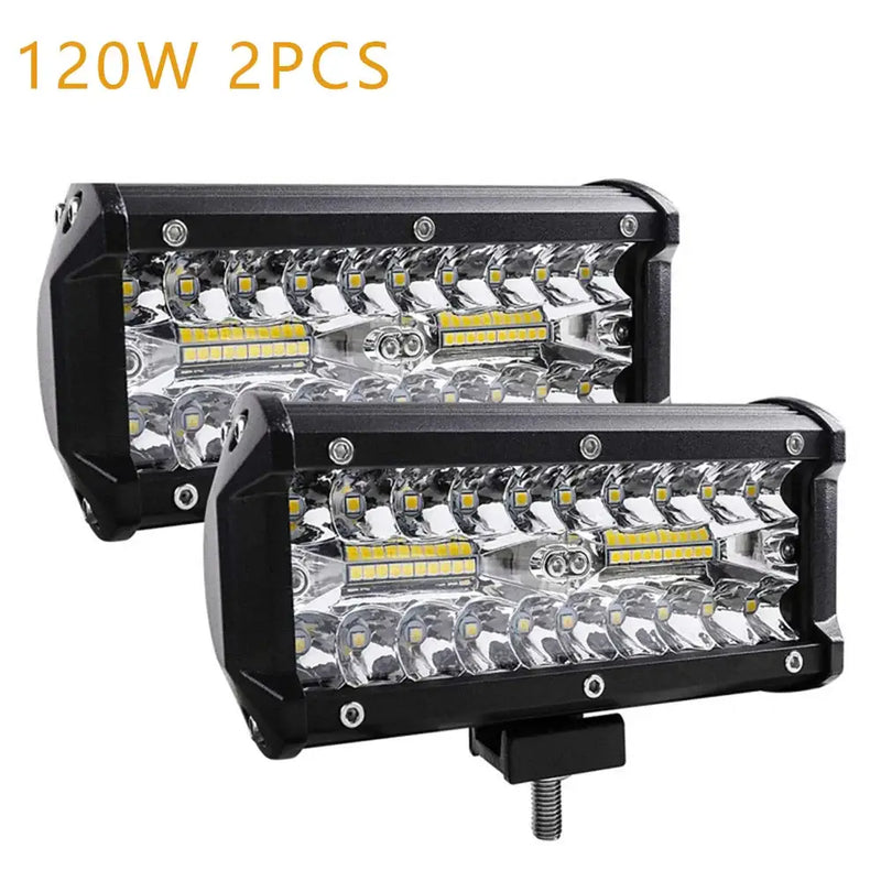 Two rectangular LED light bars feature bright bulbs and rugged housing for optimal color temperature