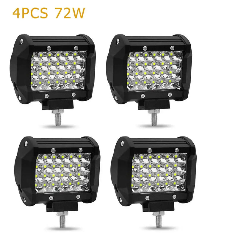 Four NoEnName Null Work Light LED bars with bright bulbs and adjustable color temperature