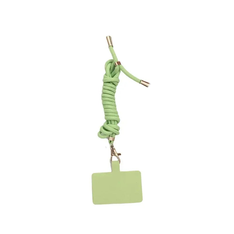 Light green coiled cord with tag, part of NoEnName Universal Phone Lanyard from Mainland China