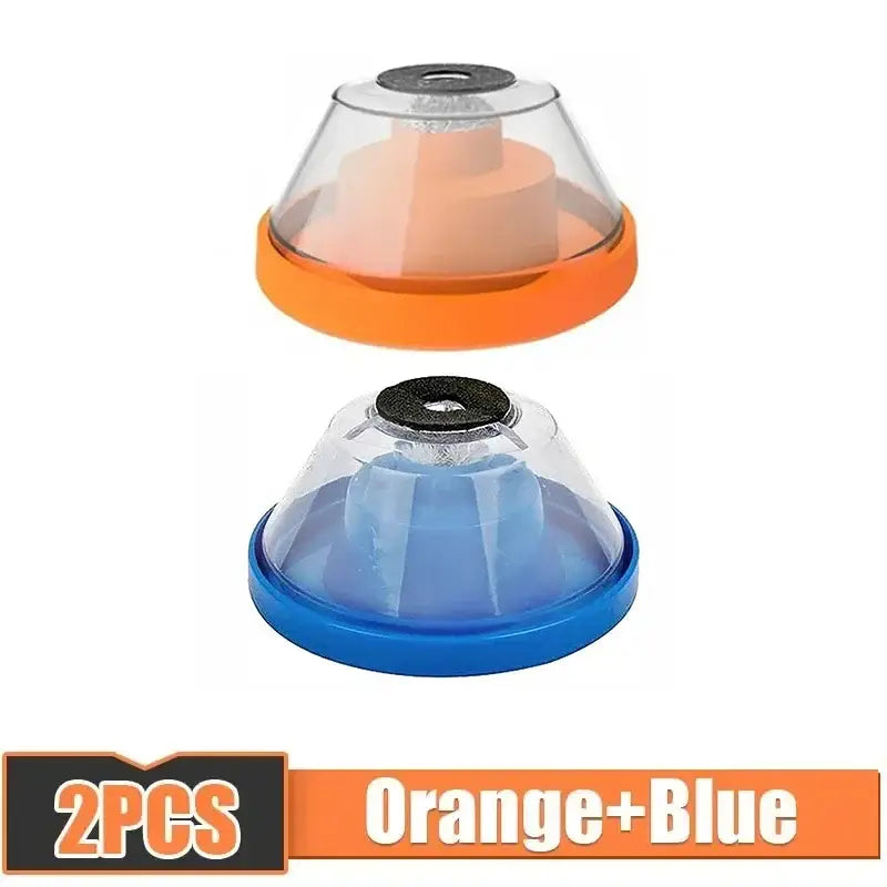 Pair of transparent dome-shaped OAUEE Electric Drill Dust Covers in blue and orange