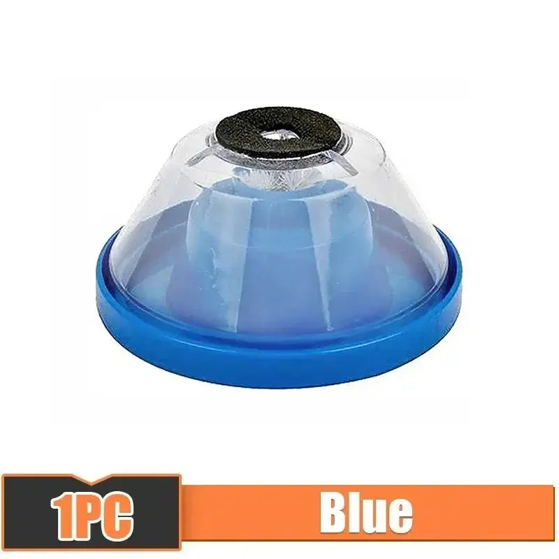 Clear plastic dome with blue base and black ring for OAUEE Electric Drill dust cover