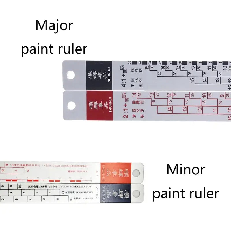 Colorful paint rulers with measurements for the OOTDTY Model Number AAA AA renovation tool