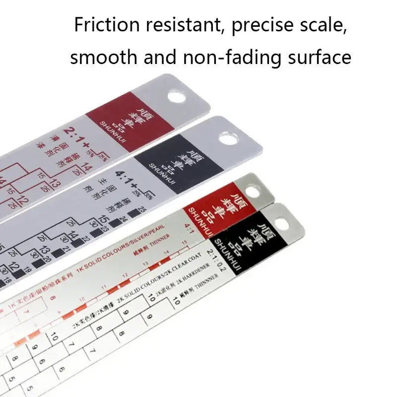 Set of precision measurement rulers with color-coded sections for OOTDTY Model Number tools