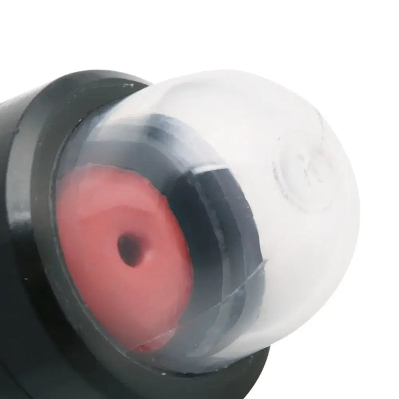 Spherical transparent cover over a red circular primer bulb of OOTDTY Mower Oiling Tool