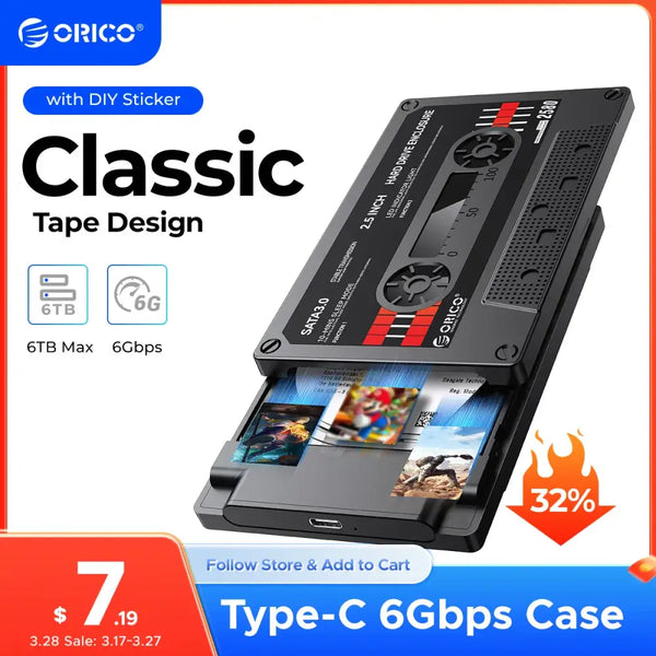 ORICO 2.5 Inch External Hard Drive Enclosure mimics classic audio cassette for stylish storage