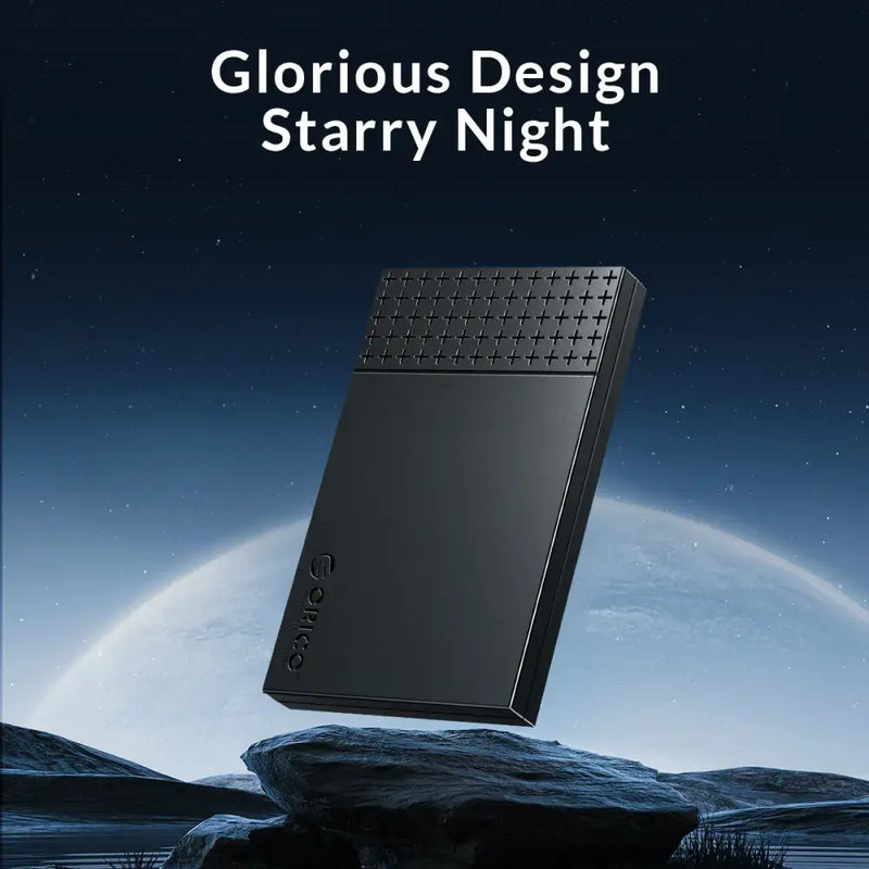 Sleek black Orico USB External Hard Drive Case made in Mainland China showcasing textured design