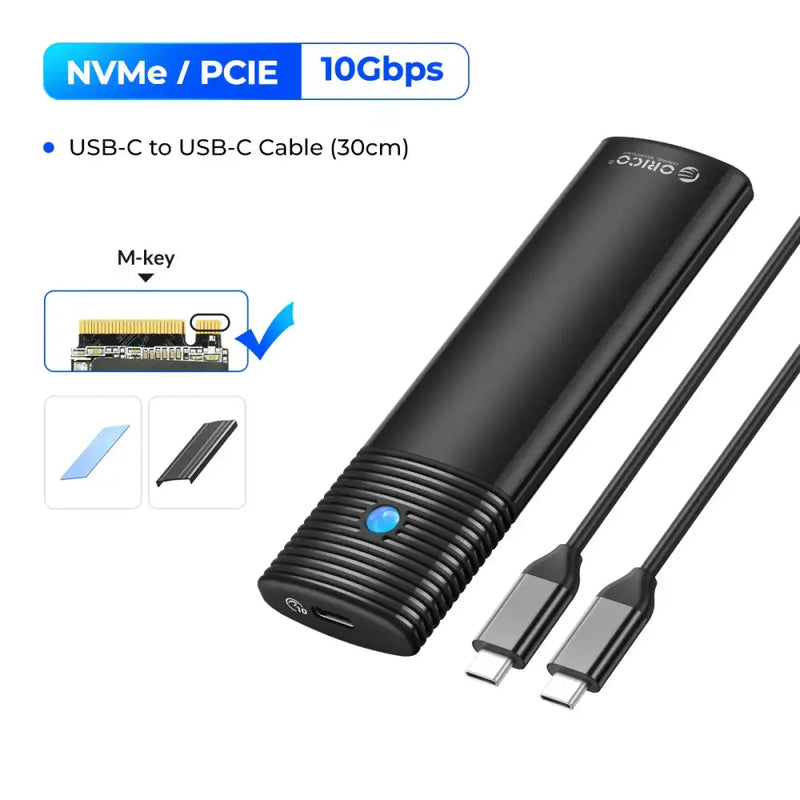 Portable NVMe SSD enclosure with USB-C for 10GBps high-speed data transfer solutions