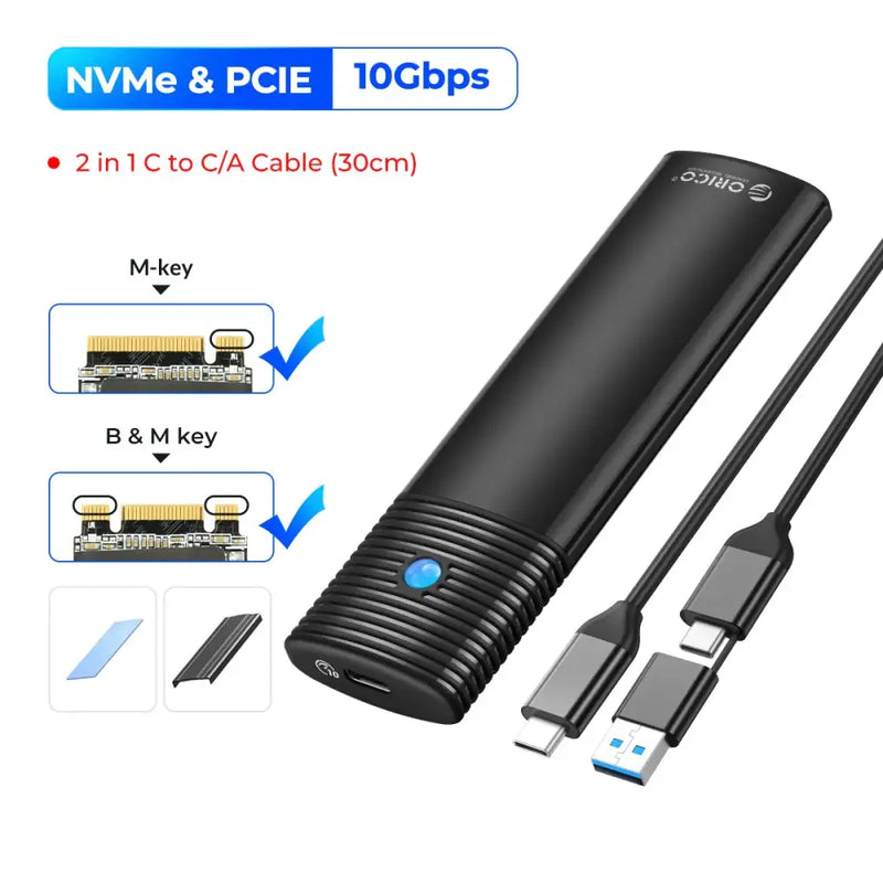 ORICO M2 SSD Enclosure for High-Speed Data Transfer with NVMe and PCIe compatibility