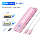 Pink cylindrical ORICO M2 SSD Enclosure for high-speed NVMe NGFF data transfer