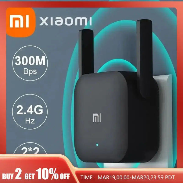 Xiaomi Wi-Fi Device featuring dual antennas and 300Mbps speed for reliable connectivity