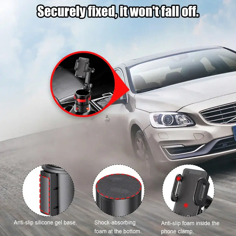 Universal Car Holder with Lazy Bracket features anti-slip and shock absorption design