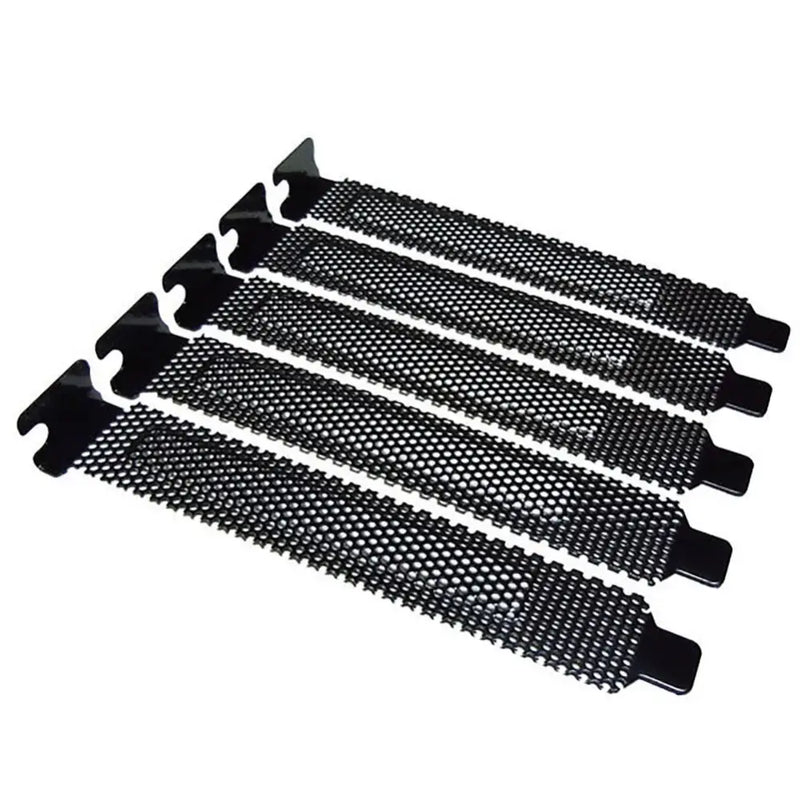 Set of black plastic cable management straps for PCI slot cover dust filter use