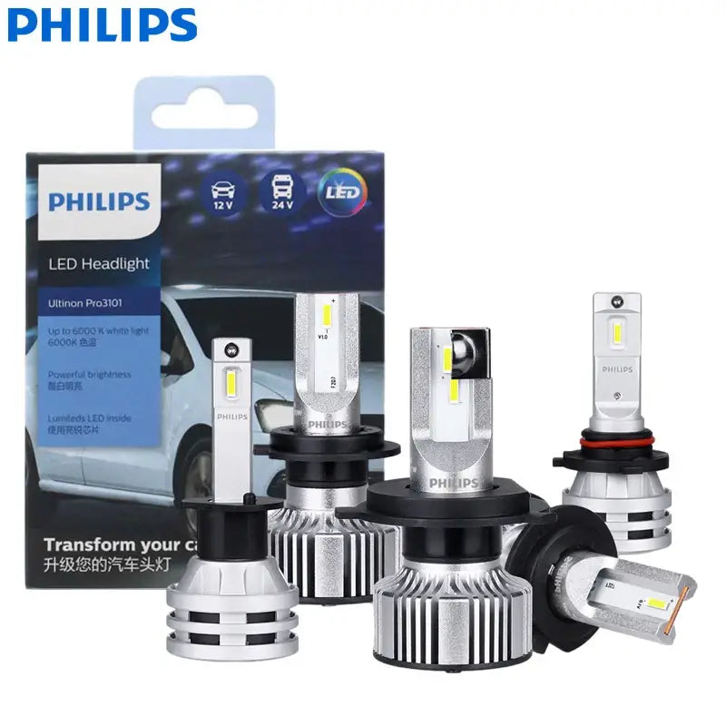 Philips 6000K LED lights packaging featuring modern white lighting for H11 H16 fog applications