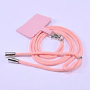 Pink adjustable detachable cord lanyard strap with metal clasp and card holder for phone access