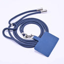Blue adjustable detachable cord lanyard strap with rectangular badge holder for phones