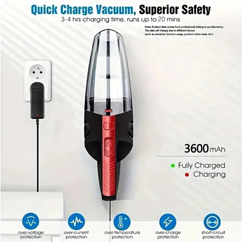 Handheld cordless vacuum cleaner with powerful suction and transparent dust chamber