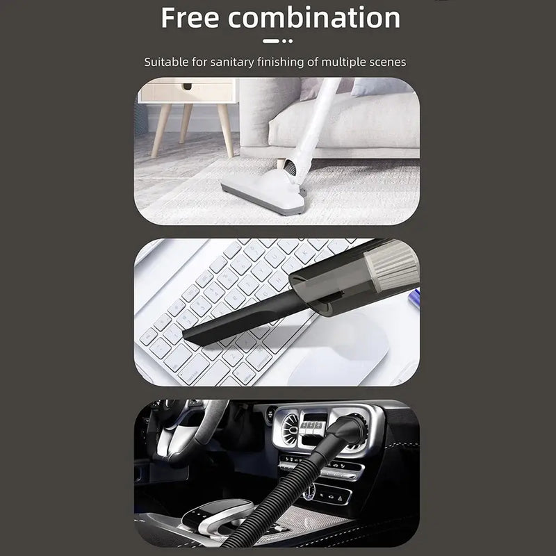 Portable Wireless Car Vacuum with multiple attachments for versatile cleaning tasks