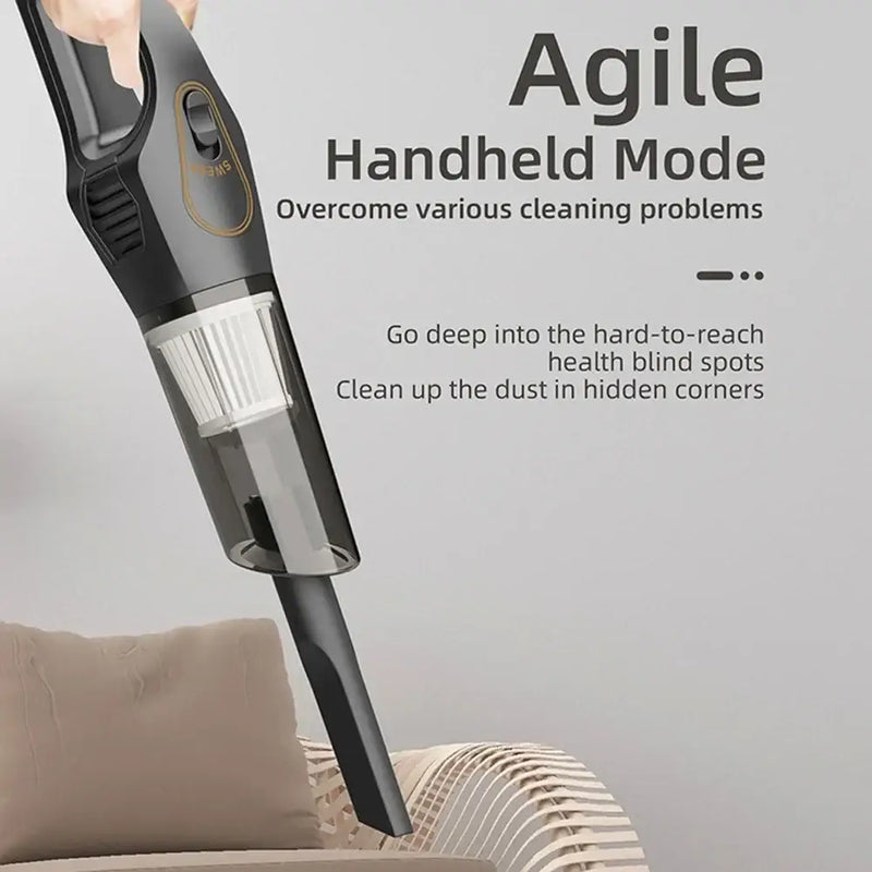 Handheld wireless car vacuum cleaner with extendable wand for easy vehicle cleaning