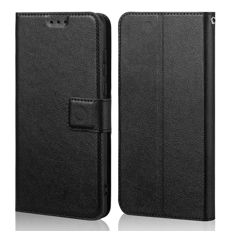 Black leather flip case for Motorola Moto Edge phones with a stylish flip cover