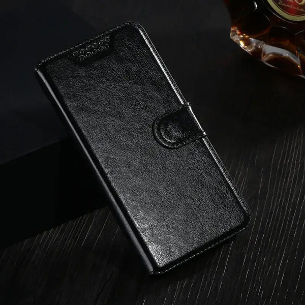 Black leather wallet flip case for LG G4 with magnetic closure and stylish protection