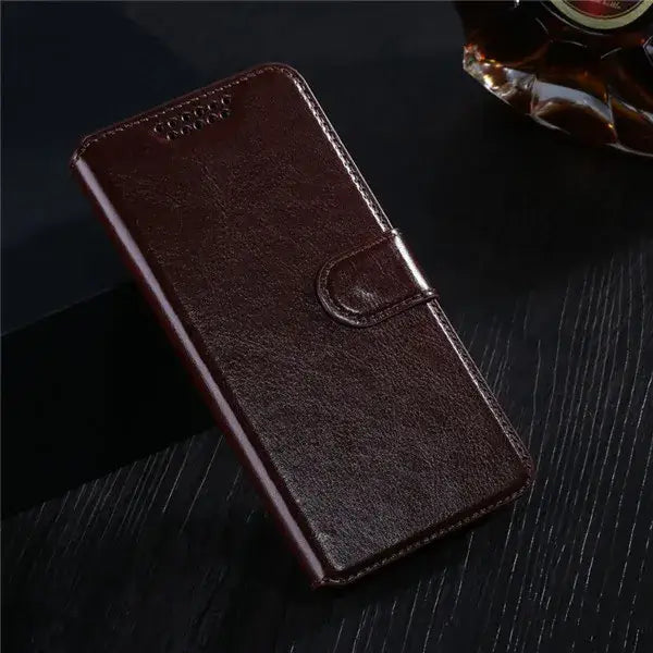 Brown leather wallet flip case for LG G4 featuring magnetic closure and stylish protection