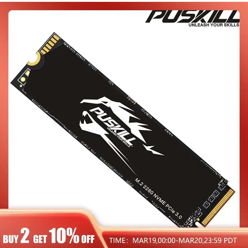 Solid-state drive PUSKILL M.2 2280 PCI Express NAND Flash with cooling fin design