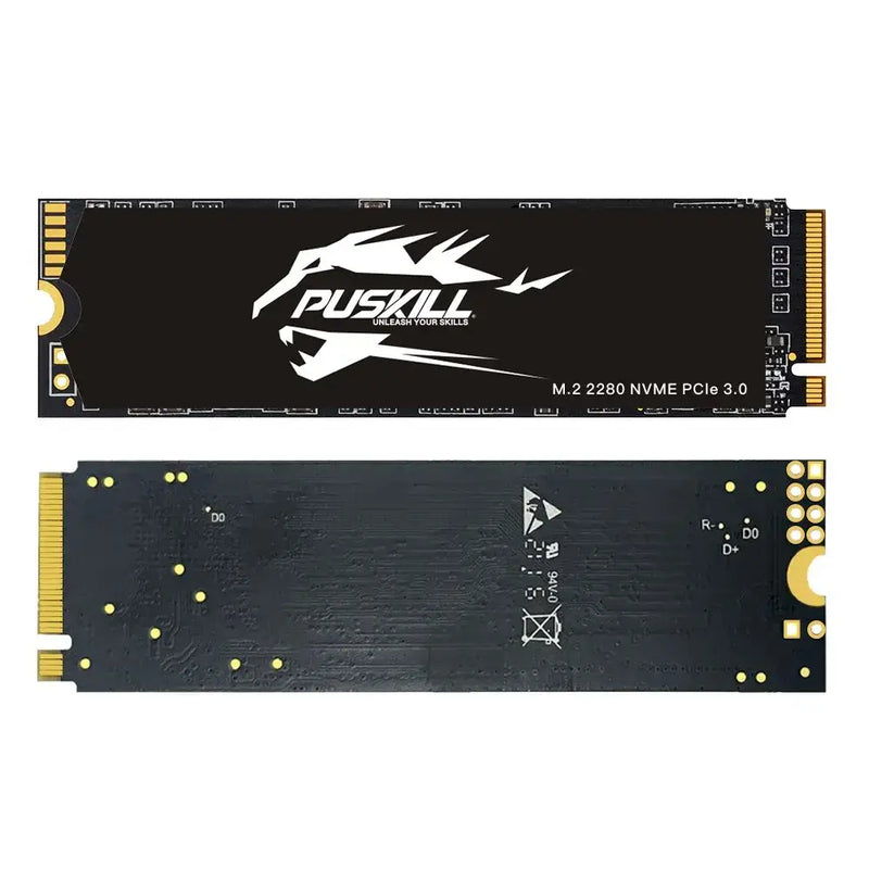 Puskill M.2 NVMe SSD drive featuring PCI Express NAND technology and cooling fin design