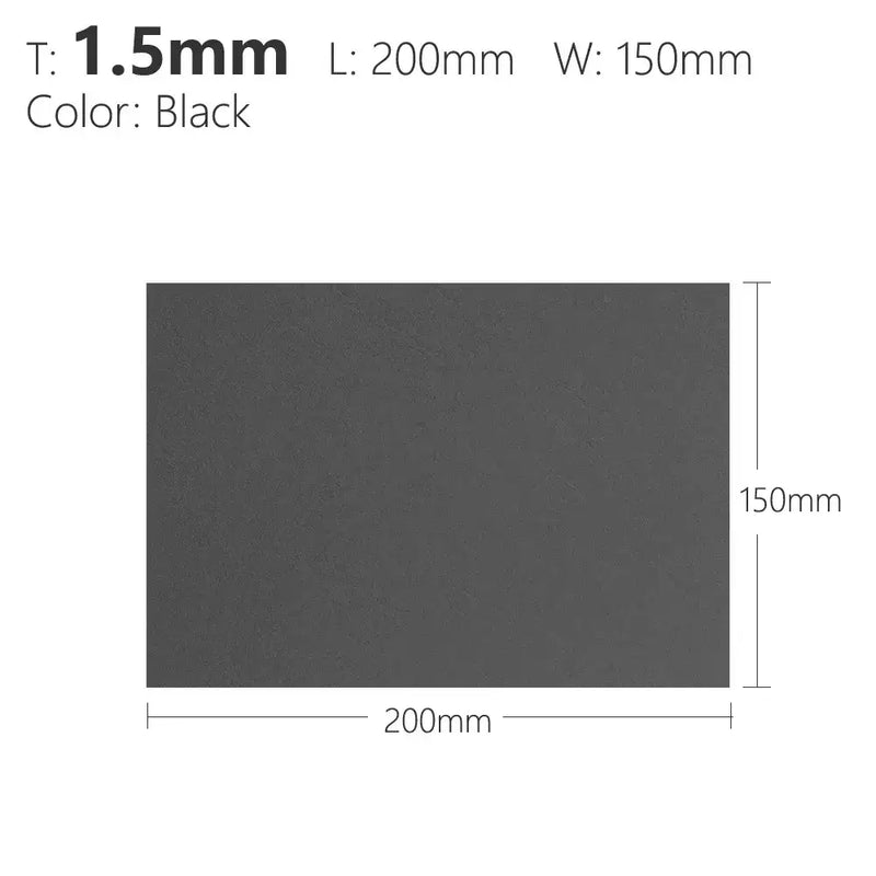 Black rectangular sheet 200mm x 150mm x 1.5mm from QingGear Commercial Manufacture