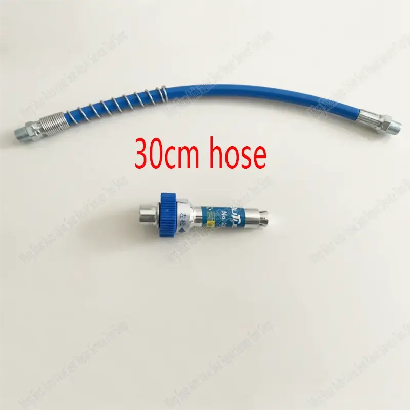 Blue flexible 30cm hose with metal fittings for Quick Locking Pliers for M10 grease connectors