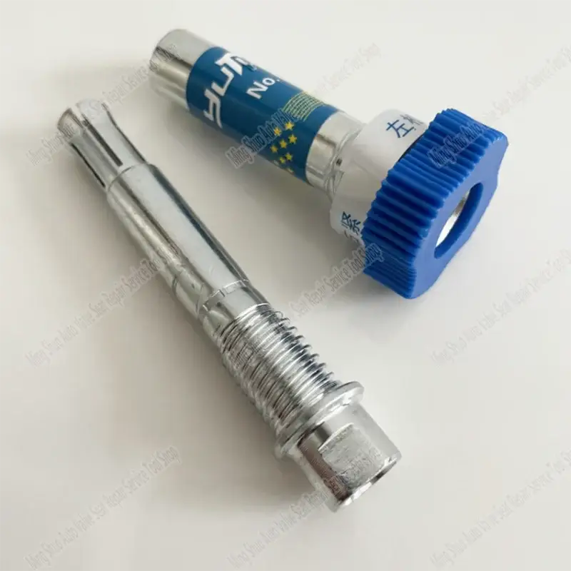 Dental implant with abutment and cap alongside Quick Locking Pliers for M10 grease connectors