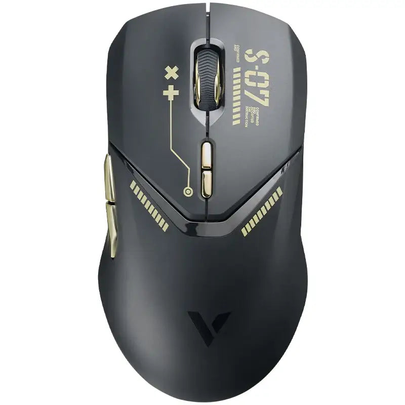 Black Rapoo VT9PRO Wireless Gaming Mouse with yellow accents and multiple buttons