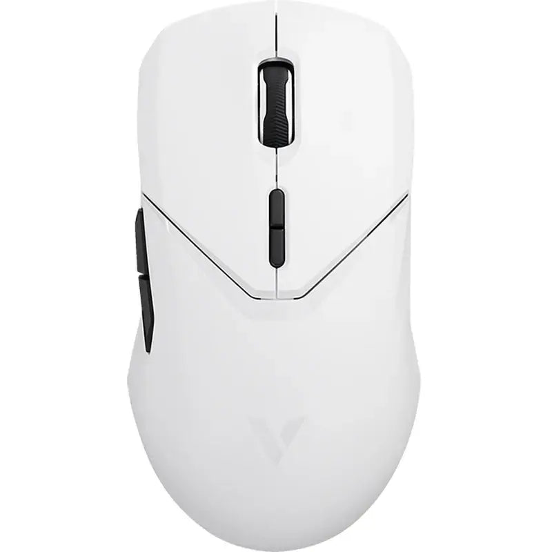 White Rapoo VT9PRO Wireless Gaming Mouse featuring black buttons and scroll wheel