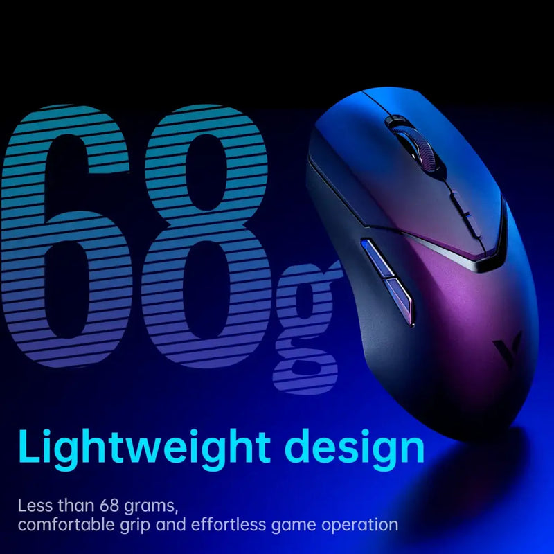 Sleek Rapoo VT9PRO Wireless Gaming Mouse in vibrant purple-blue gradient color scheme