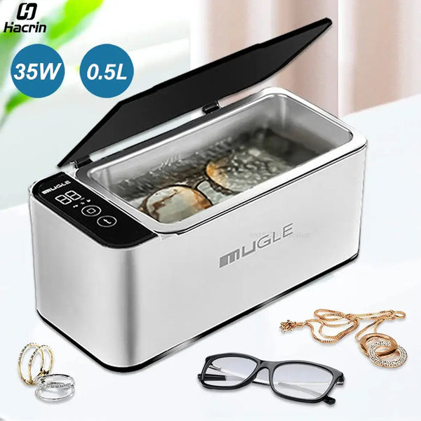 Raugee Ultrasonic Cleaner with digital controls and stainless steel tank, 500-700ml capacity